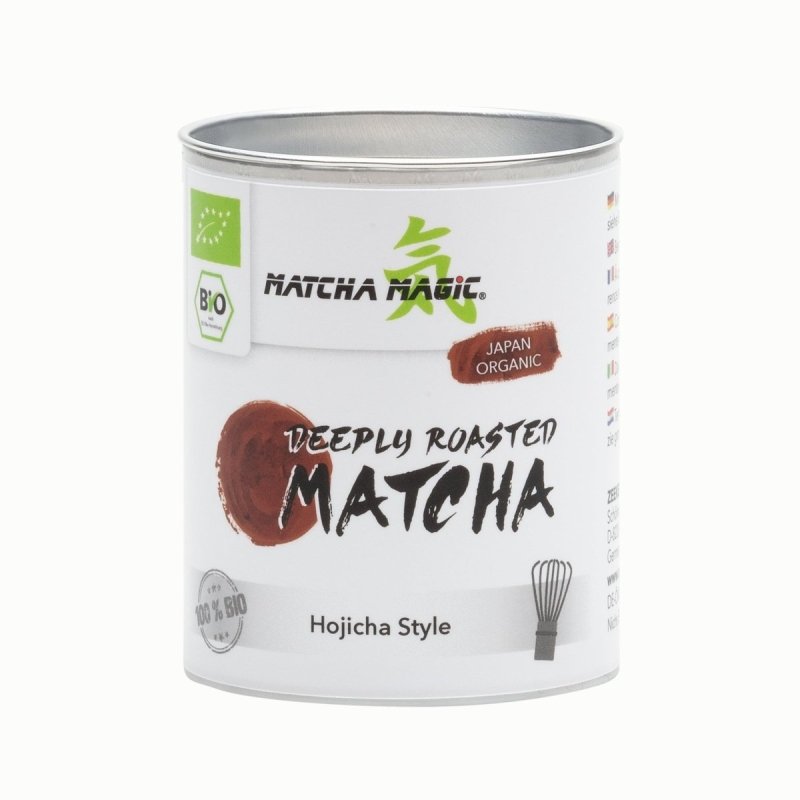 stark gerößteter Bio Matcha in 30g Dose von Matchamagic