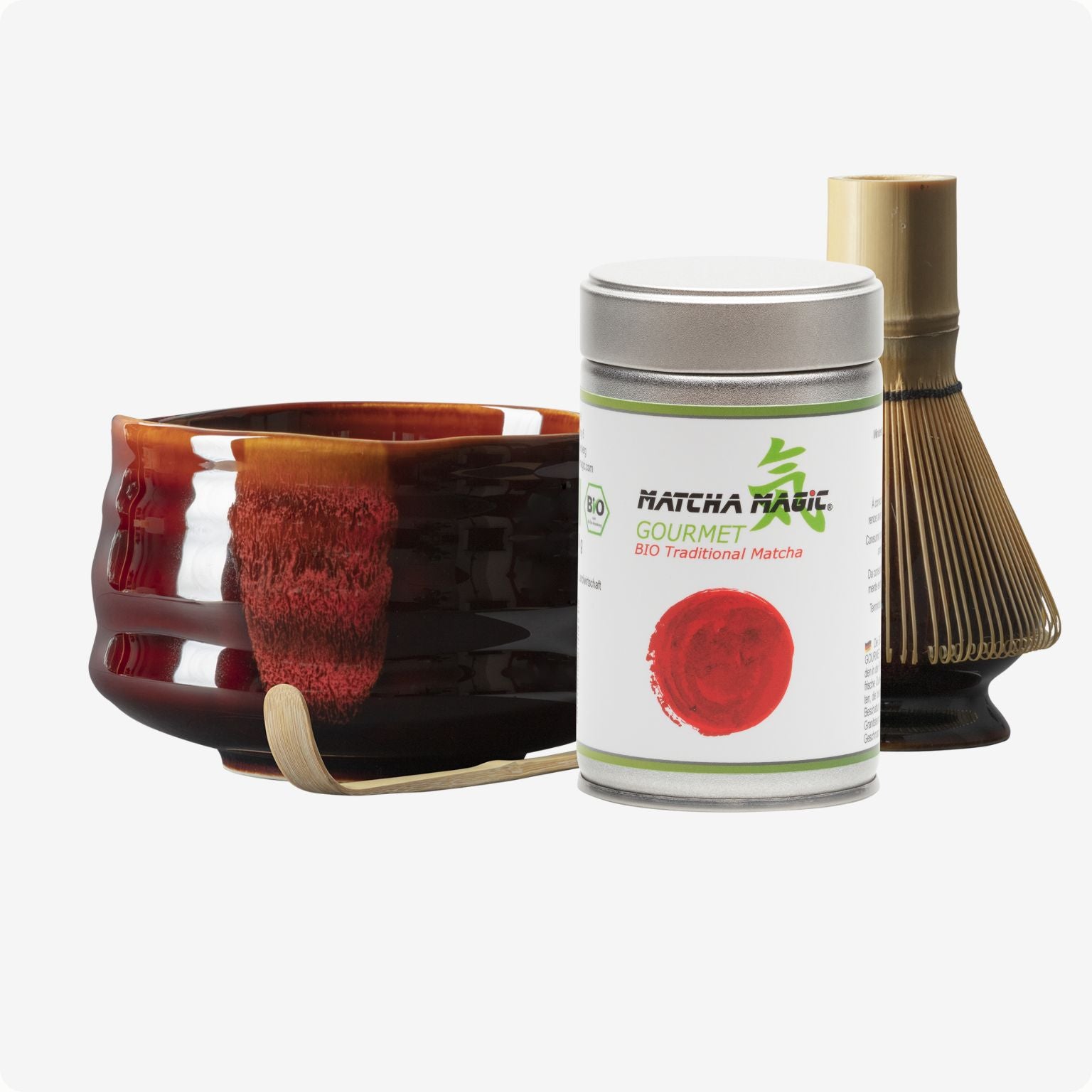 Matcha Set Beniiro mit Matcha Schale, Besenhalter, Matcha Bambusbesen, Matcha Bambuslöffel und 80g Bio Matcha