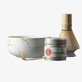 Matcha Set Giniro mit Matcha Schale, Besenhalter, Matcha Bambusbesen, Matcha Bambuslöffel und 30g Bio Matcha