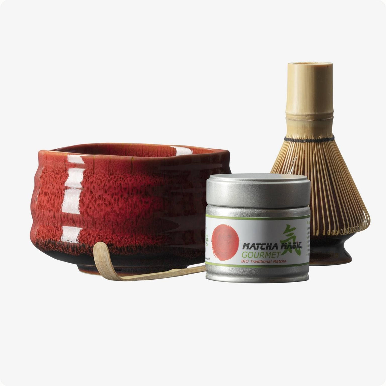 Matcha Set Shinku mit Matcha Schale, Besenhalter, Matcha Bambusbesen, Matcha Bambuslöffel und 30g Bio Matcha