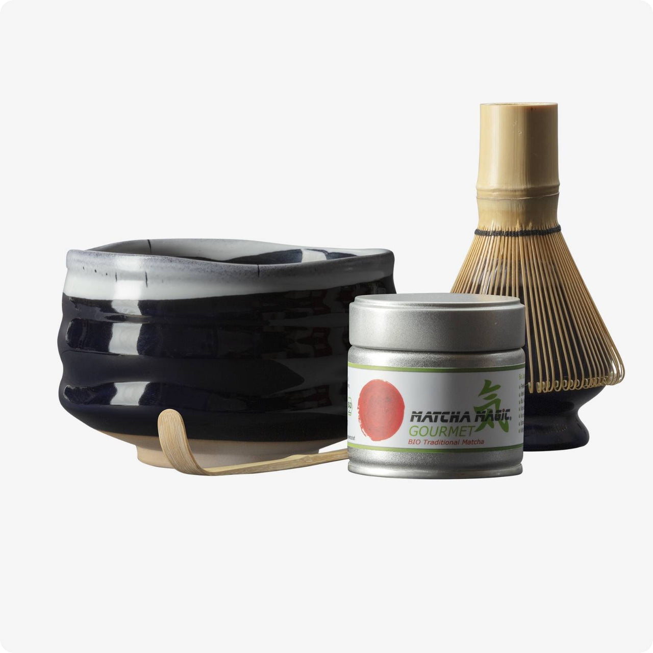 Matcha Set Zougeiro mit Matcha Schale, Besenhalter, Matcha Bambusbesen, Matcha Bambuslöffel und 30g Bio Matcha